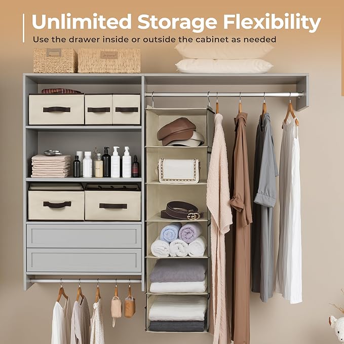 GRANNY SAYS Hanging Closet Organizers and Storage 6 Shelves, Closet Hanging