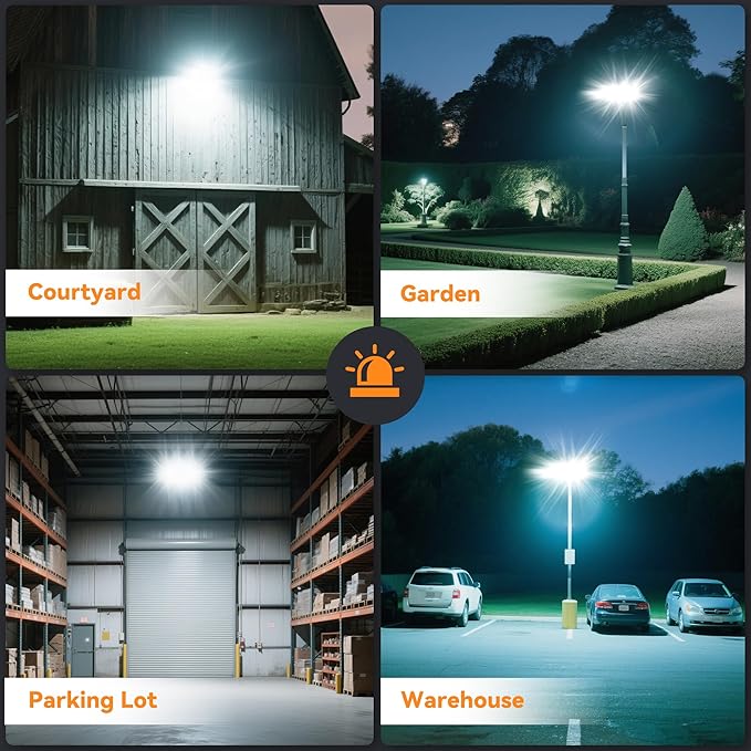 600W LED Flood Light Outdoor, 60000LM Super Bright Stadium Light, IP66 Waterproof 6000K Daylight, 3 Heads Adjustable Outdoor Floodlights for Backyard, Parking Lot,Stadium, Field(2 Pack)