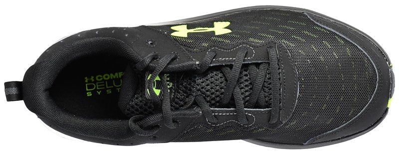 Under Armour Men's Charged Assert 10 Shoes, (004) Black/Black/High Vis Yellow, 11 X-Wide