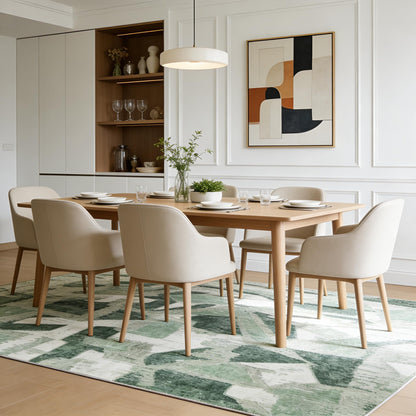 8X10 Area Rugs for Living Room Bedroom,Modern Abstract Large Carpet Green Rug 8x10 for Dining Room Office,Non Slip Washable Print Faux Wool Thin 8 by 10 Indoor Nursery Kids Home Pet & Child Friendly