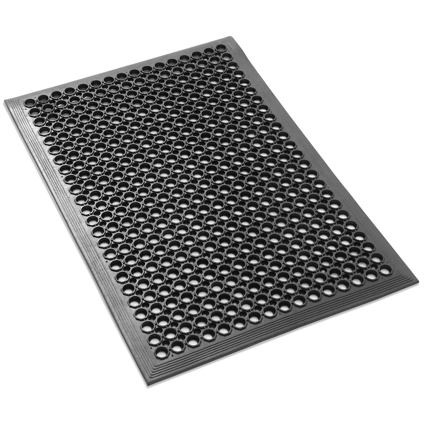GRIDMANN Rubber Floor Mat, 24" x 36" Anti-Fatigue Drainage Mat, Non-Slip and Grease Resistant for Restaurants, Commercial Kitchens, Bar Floors, Black