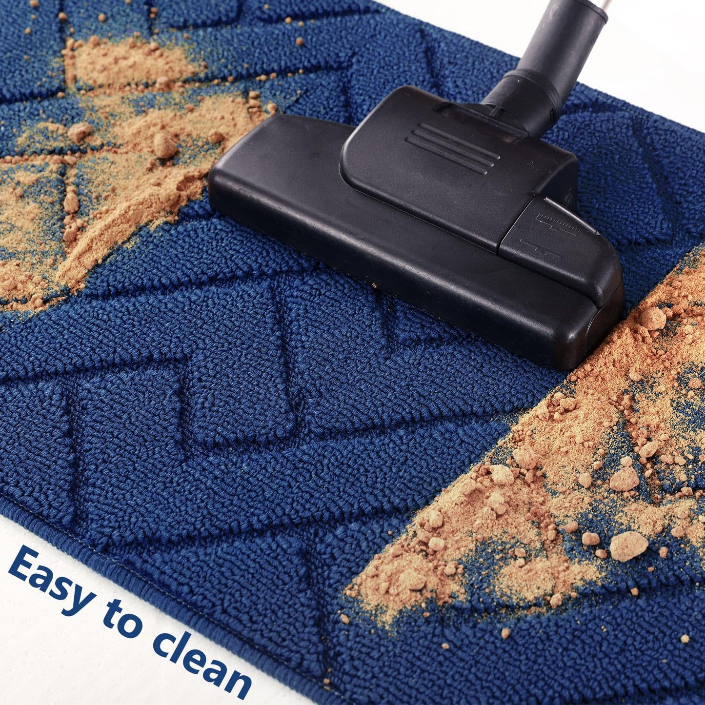 hicorfe Kitchen Runner Rugs and Mats Sets,2 Pieces Absorbent Non-Slip Kitchen Rug,Comfort Kitchen Mat for Floor,Washable for Kitchen,Hallway,Office,Sink,Laundry(24"x35"+24"x35",Navy Blue)