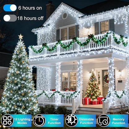 750 LED 240FT Christmas String Lights Outdoor, 12 Pro Modes and Timer Memory & Brightness, Plug in Outdoor Waterproof Clear Wire Twinkle Light for for Xmas Yard Tree Wedding Party Decor (Cool White)