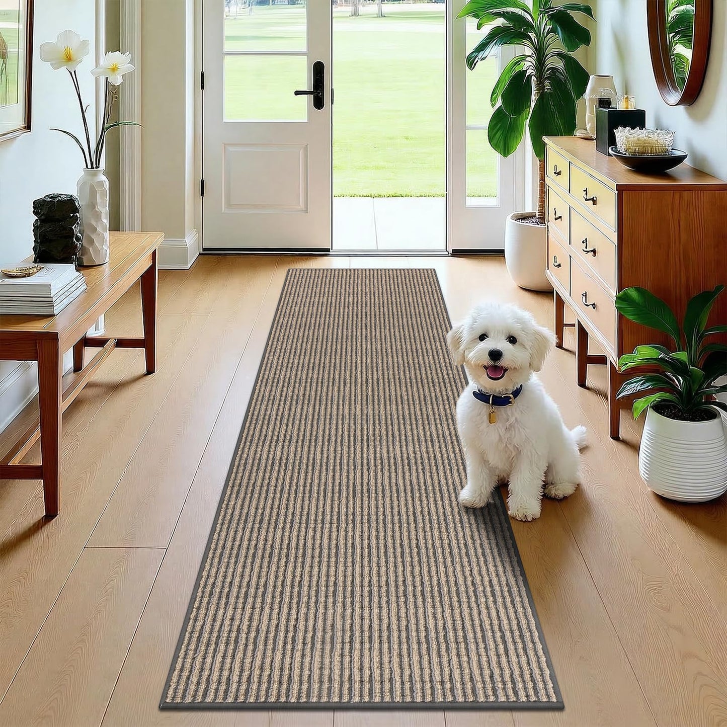 Ileading Hallway Runner 24"x71" Non-Slip Washable, Super Absorbent Stain Resistant Friendly Muddy Paws Floor Mat, Entryway Mat for Hallway Corridor, Coffee