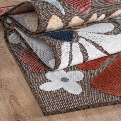 Beverly Rug Outdoor Rug 8x10 Modern Floral Tropical Area Rugs for Outdoor and Indoor Patio Easy to Clean Non Shedding Living Room Porch Garden Washable Outside Carpet (8 x 10 Terracotta)