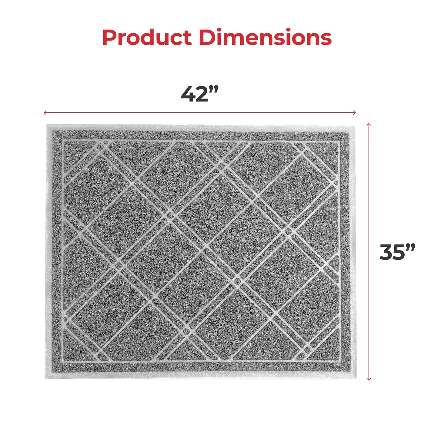 SlipToGrip Door Mat - Durable Door Outdoor Mats for High Traffic - Plaid Grey Mat with Water-Resistant Surface, Dura Loop - No-Slip and Easy-to-Clean for Indoor and Outdoor Entryway, 42 x 35 Inch