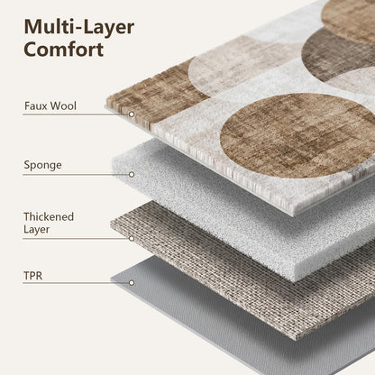 Washable Area Rugs 5'x7' Non-Slip Modern Abstract Soft for Living Room Entryway Bedroom Nursery, Print Pattern, Brown