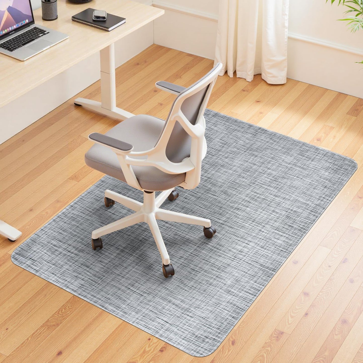 Wansimoo Office Chair Mat for Hardwood and Tile Floor, 36"x48" Floor Mat, Heavy Duty Computer Gaming Chair Mat, Anti-Slip, Non- Curve, Desk Chair Mat,Floor Protector for Home Office(Grey)
