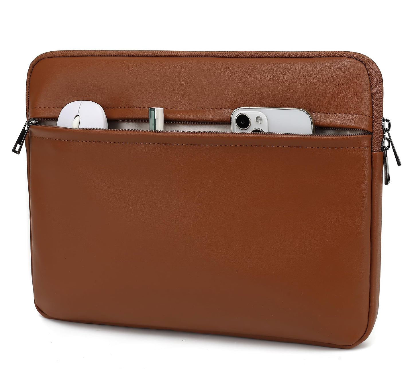 Canvaslove Embossing Floral Pattern PU Leather Laptop Sleeve Case with Pocket for MacBook Air 15 inch and 15 inch-15.6 inch HP, Lenovo, Dell, ASUS, Acer Notebook Computer (Coffee)