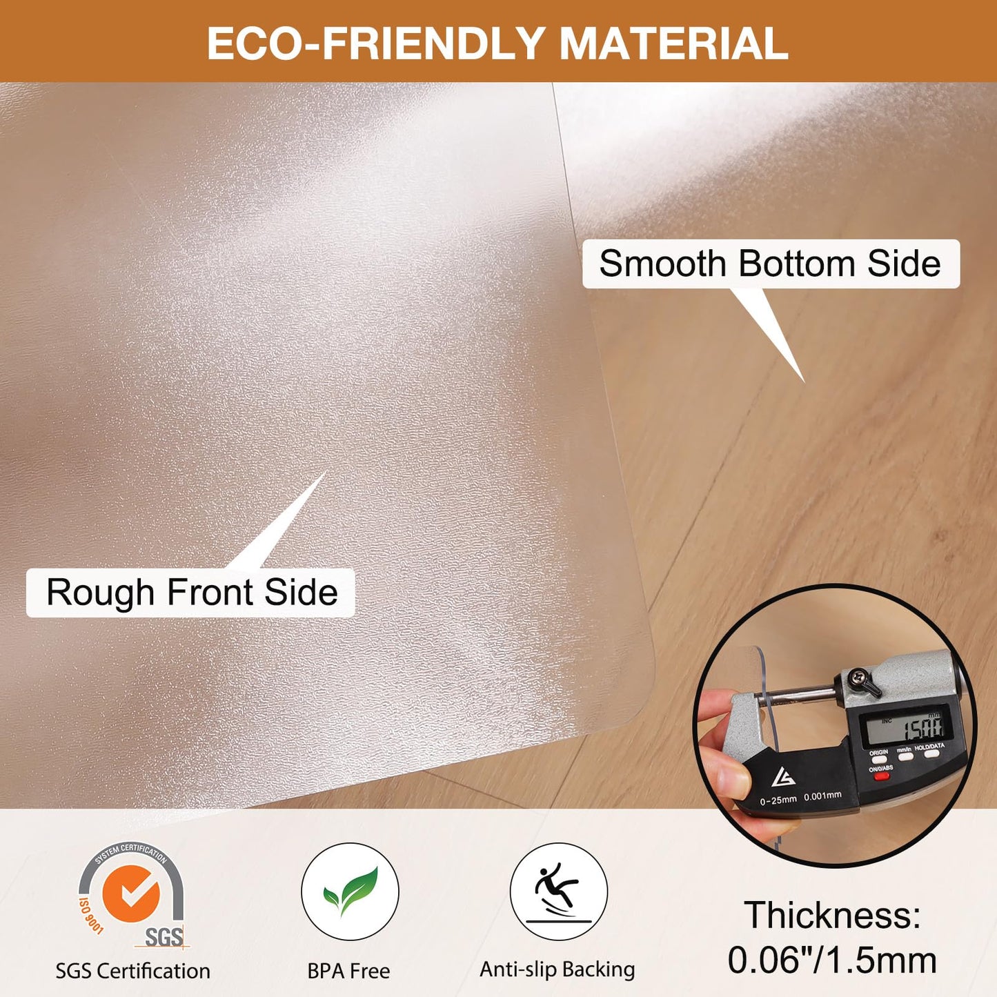 Mymeely Floor Mat for Home, 6'x9 Upgraded Clear Area Rug for Dining Room, Non-Slip Hard Floor Living Room, PVC Waterproof Vinyl Floor Protector Mat, Large Plastic Under Bedroom, Kitchen, Table