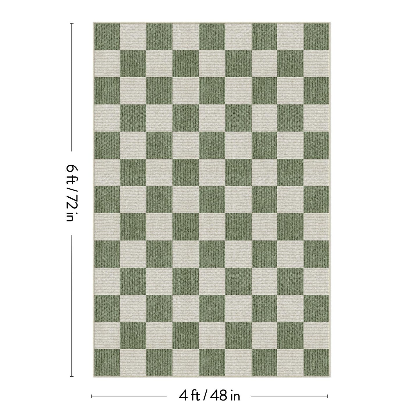 LIVEBOX 4x6 Washable Area Rug Checkered, Non-Slip Small Entryway Rug Green Farmhouse Neutral Geometric Kids Boys Rug for Bedroom Living Room Low-Pile Carpet for Classroom Playroom(Sage Green 4'x6')