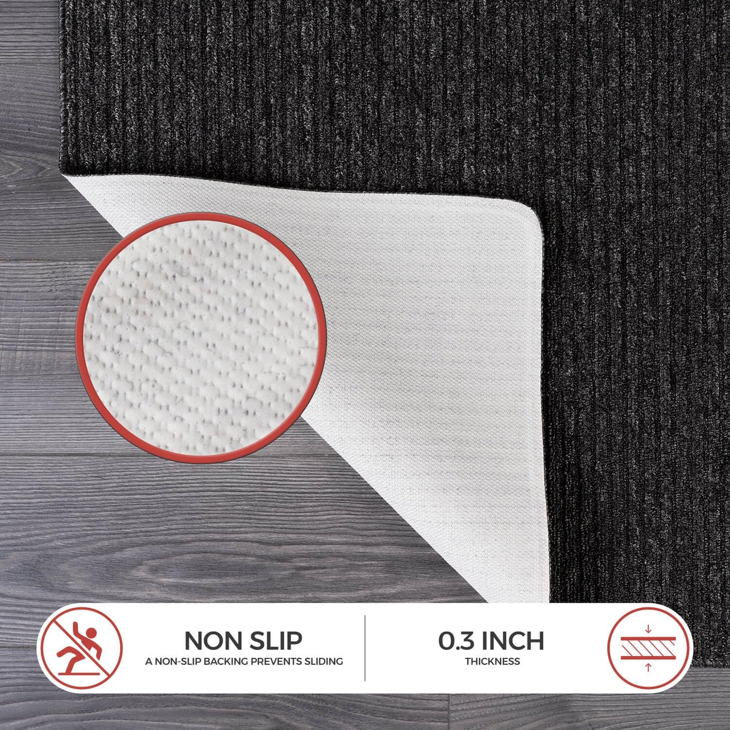 Luul Home Non Slip Dark Gray Solid Rubber Back Thin Rug for Living Room 4x6 Area Rugs for Kitchen, Rugs for Bedroom, Stain Resistant Easy Cleaning Non Shedding Carpet Dark Gray 4 x 6
