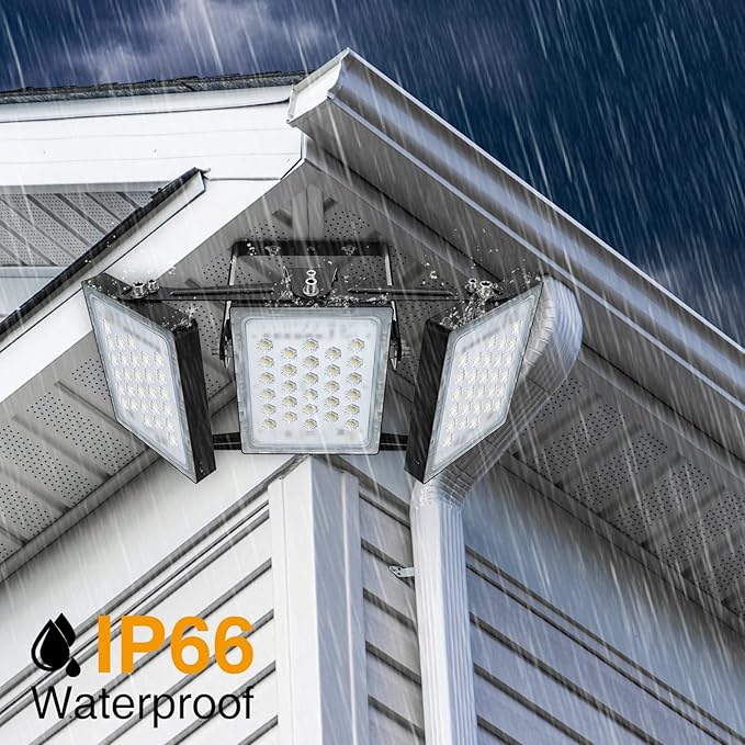 STASUN Flying Series Pro - 150W 15000LM LED Flood Light Outdoor, 3000K Warm Soft White, 110V-130V, IP66 Waterproof, Muti Angle Exterior Floodlight for Sport Court, Commercial, Backyard, Driveway