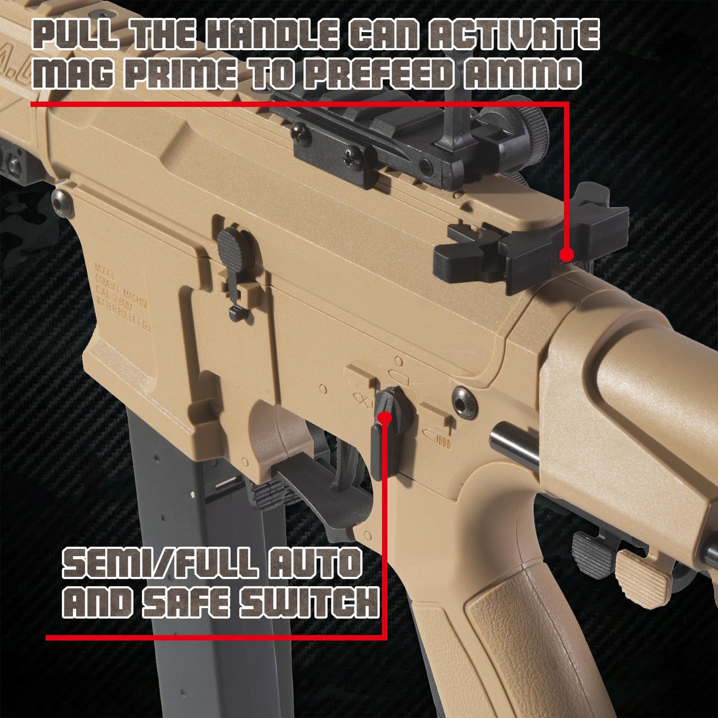 EMERBU Pro-Grade Splatter Gel Ball Blaster ARP9 Plus - Metal and Nylon Body - Metal Gearset - Semi and Full Automatic Splat 12 Orby per Second - 7.4V Rechargeable Battery Powered - for Ages 15+(TAN)