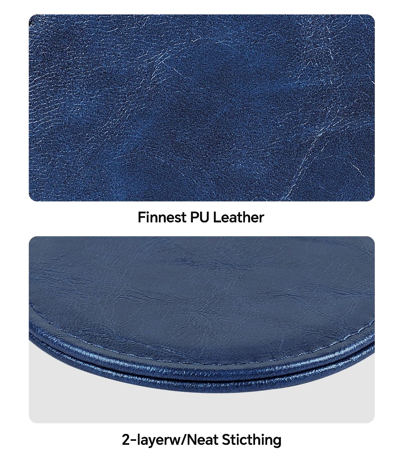 Leather Coasters Set of 6 with Holder, Tabletop Protection, Coffee Table & Bar Decoration, Modern-Style Drink Coasters Suitable for Home Dining Tables & Kitchen Accessories (Blue)