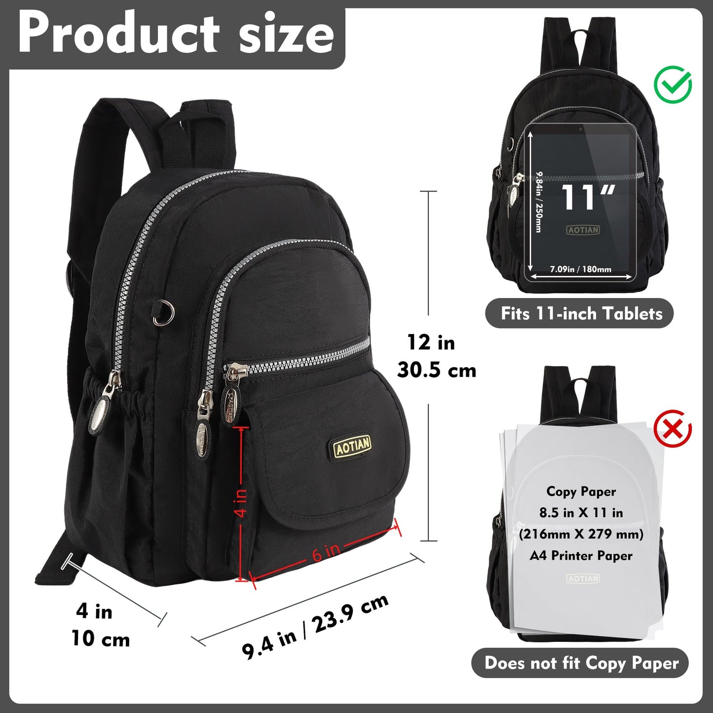 AOTIAN Mini Nylon Women Backpacks Casual Lightweight Small Daypack for Girls