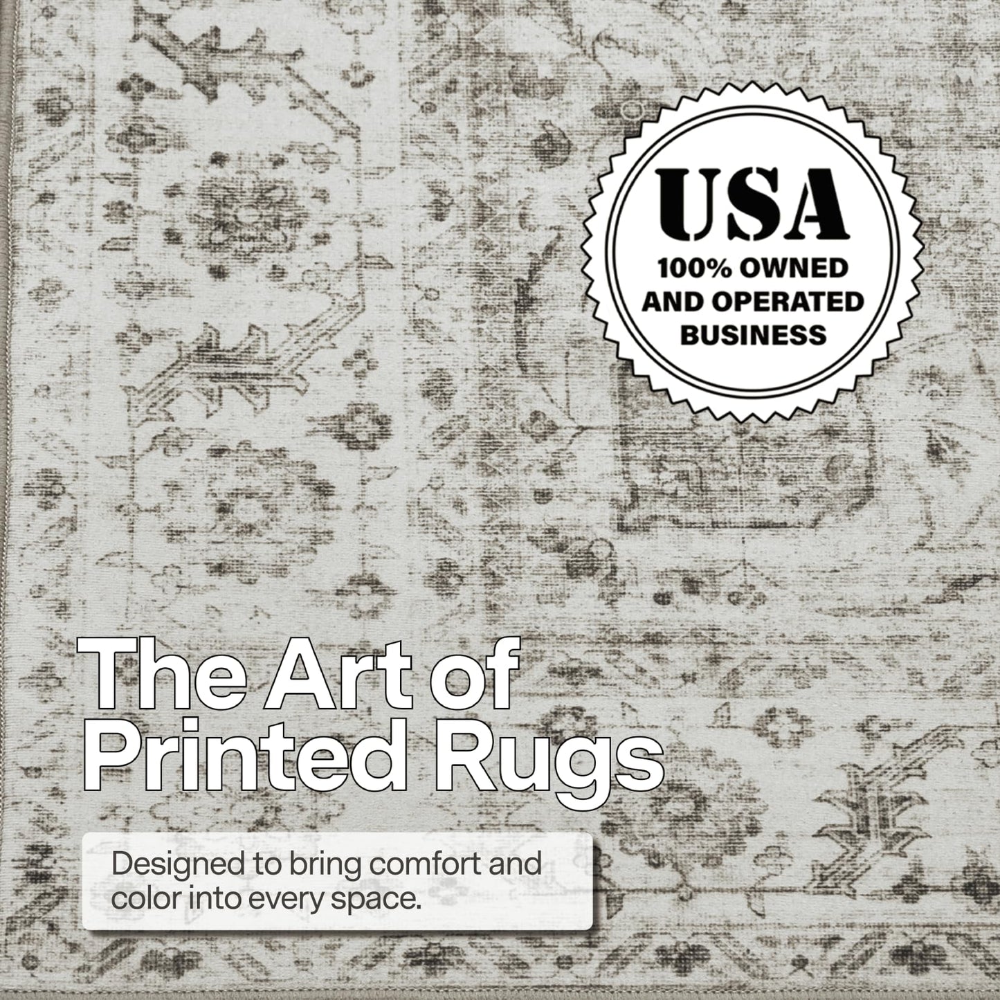ReaLife Rugs Machine Washable Area Rug - Living Room Bedroom Bathroom Kitchen Entryway Office - Padded Low Pile Stain Resistant Premium - Boho Farmhouse Vintage - Joy - Beige Ivory 5' x 7'