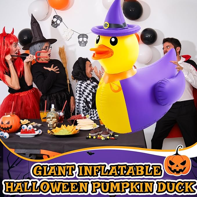 Hungdao 2 Pcs 4.6 Feet Giant Inflatable Halloween Duck Huge Halloween Large Blow up Rubber Duck for Parades and Trunk or Treats Party Supplies (Wizard)