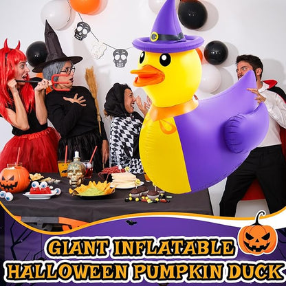 Hungdao 2 Pcs 4.6 Feet Giant Inflatable Halloween Duck Huge Halloween Large Blow up Rubber Duck for Parades and Trunk or Treats Party Supplies (Wizard)