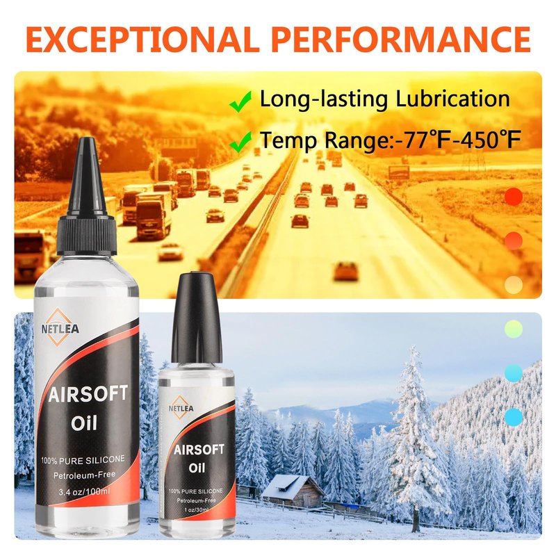 NetLea 4.4 oz Airsoft Oil lubricating with Needle Oiler Pure Silicone Lubricant Airsoft Chamber Lube for Airgun Lubrication