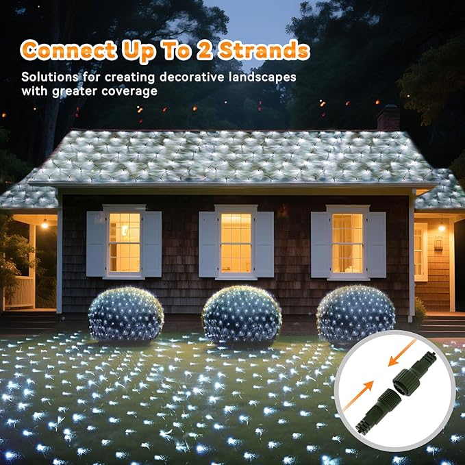 LitHome 21FT x 5FT Christmas Net Lights Outdoor Mesh Lights, 360 LED Cool White Christmas Net Light 8 Modes, Connectable Giant Mesh Light Waterproof Green Wire for Bushes Tree Garden Party Decor