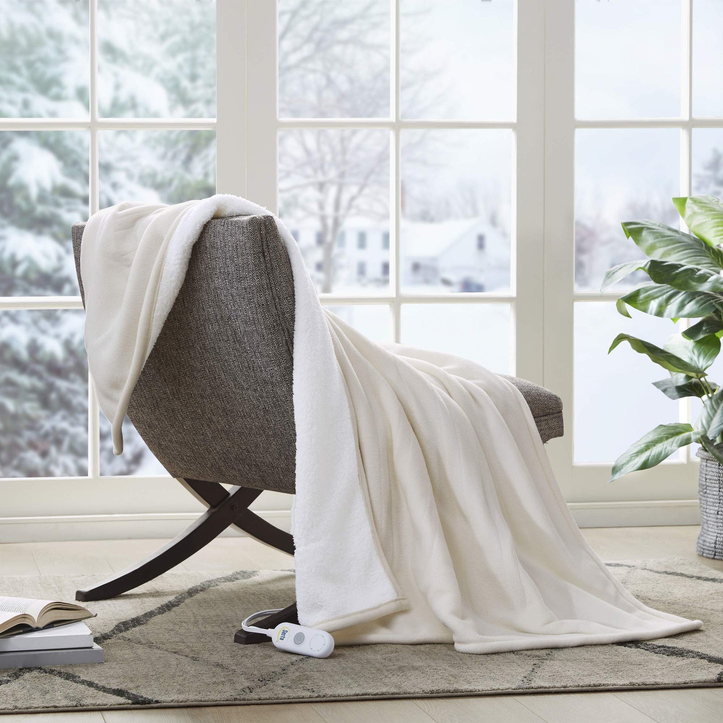 Serta Heated Blanket - Reversible Fleece to Sherpa Electric Blanket, Fast Heating, Auto Shut Off Timer, Multi Heat Setting, ETL Certified, Machine Washable, Grey Full 84"x 77"