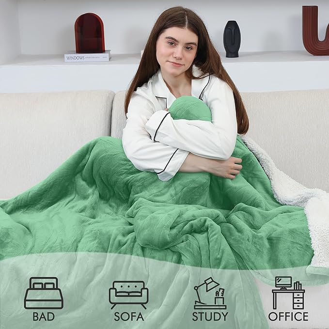 Heated Blanket Electric Blanket Twin Size, Fast Heating & Overheating Protection, Ultra Soft Heated Throw Blanket Twin Size with 5 Heating Levels & 10 Hours Auto Off, 62"x84", Aqua Green