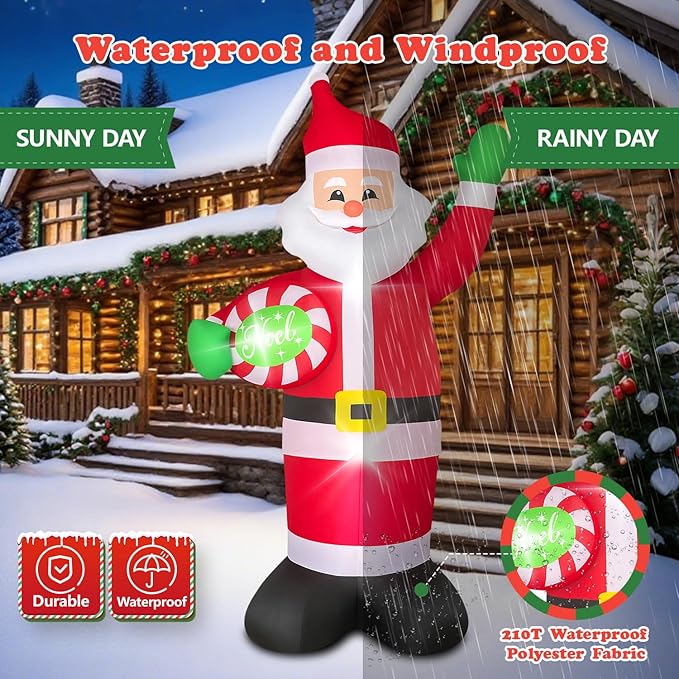 7 FT Christmas Inflatables Santa Claus Outdoor Decorations Blow Up Yard Santa Claus Holding a Plate with Built-in LEDs for Holiday Party Xmas Yard Garden Lawn Decor