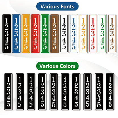 Modern House Numbers - Custom Address Sign - Reflective Mailbox Numbers - Mailbox Post Sign - Vertical Address Plaque - House Wall Plaque (C02)
