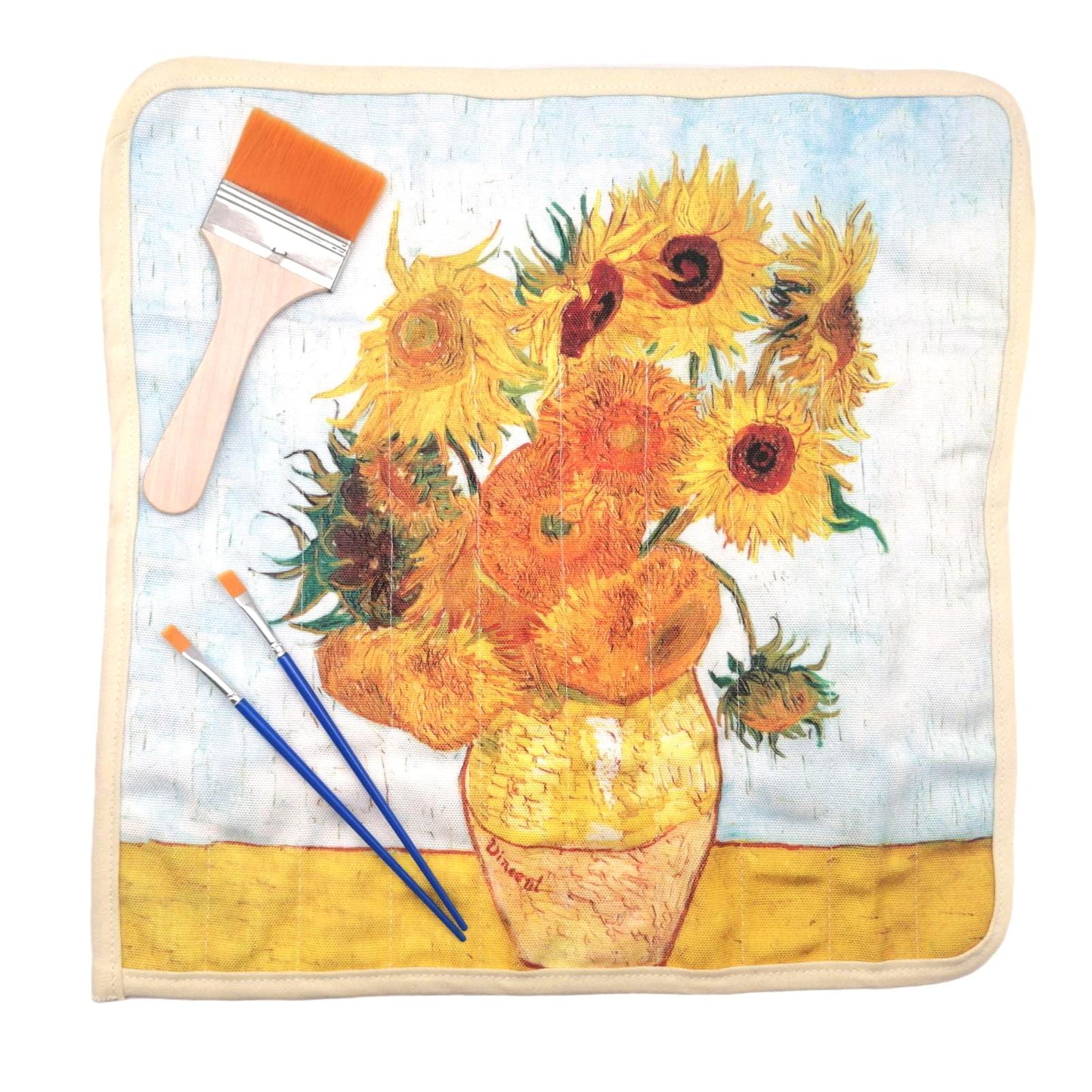 Funny live Paint Brush Holder Art Supplies, Artist Paint Brush & Storage Organizer Roll-Up Case Bag, Protect Acrylic Oil Watercolor Paintbrushes (Sunflower 20 Slot Pockets)