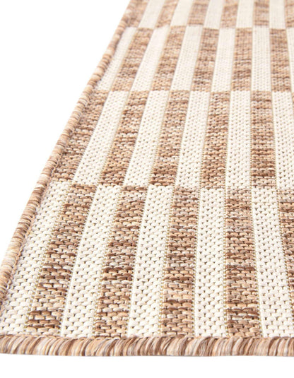 Unique Loom Outdoor Striped Collection Area Rug - Striped (10' x 14' 1" Rectangle Taupe/Ivory)
