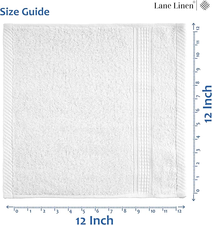 LANE LINEN 12 PC Wash Cloths Bathroom Set -100% Cotton Highly Absorbent