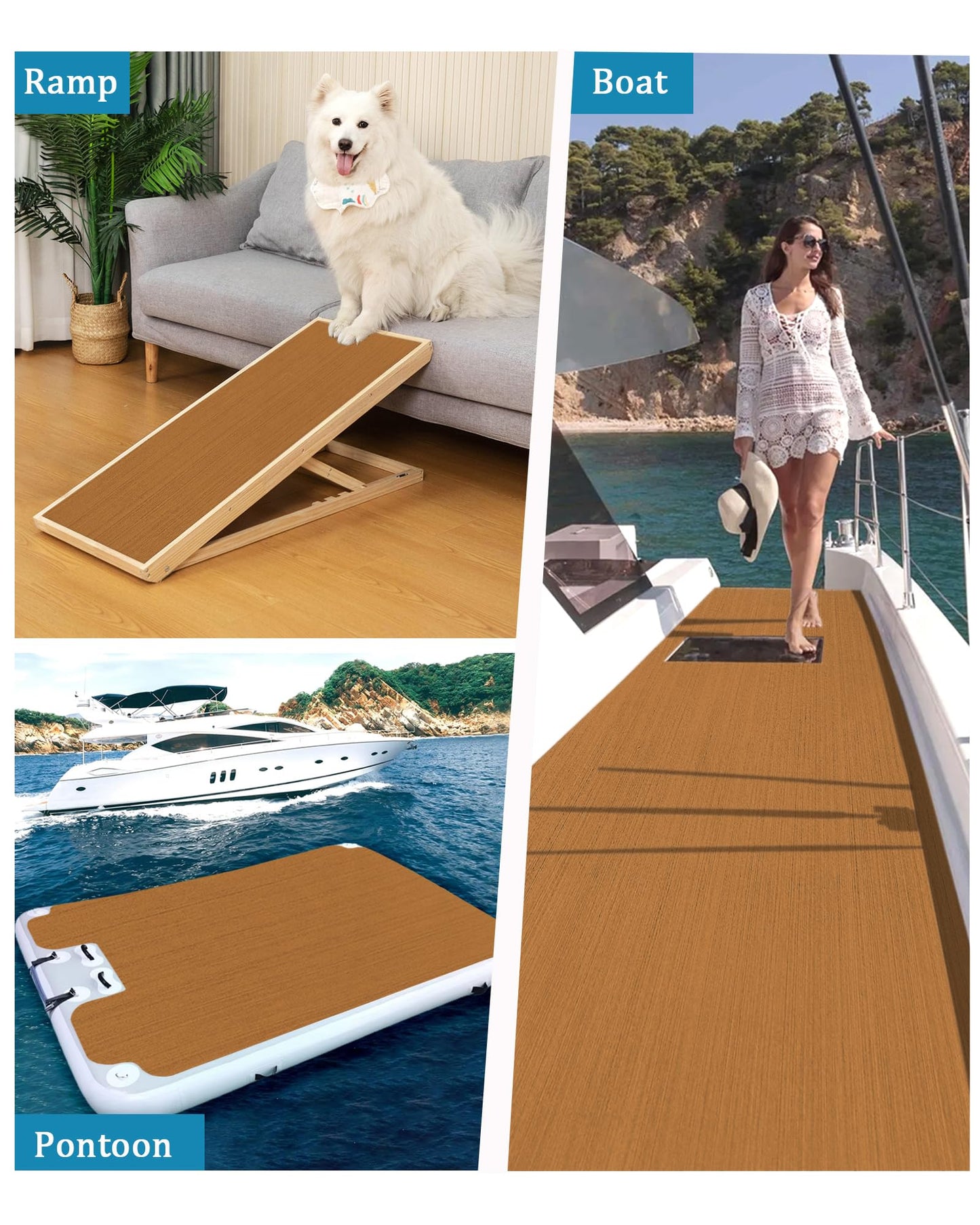 KXKZREN Boat Flooring EVA Foam Decking Sheet Mateials Non-Slip Marine Boat Deck Carpet Self-Adhesive Comfort Floor Mats for Boat Motorboat RV Yacht Kayak Cooler Top, 47" L x 16" W