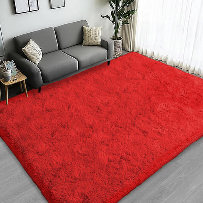 Lairep Large Area Rugs for Living Room Bedroom, 6x9 Feet Red Fluffy Shag Rugs, Ultra Soft Shaggy Plush Fuzzy Modern Indoor Throw Floor Carpet for Kids Girls Boys Dorm Nursery Home Decor Aesthetic
