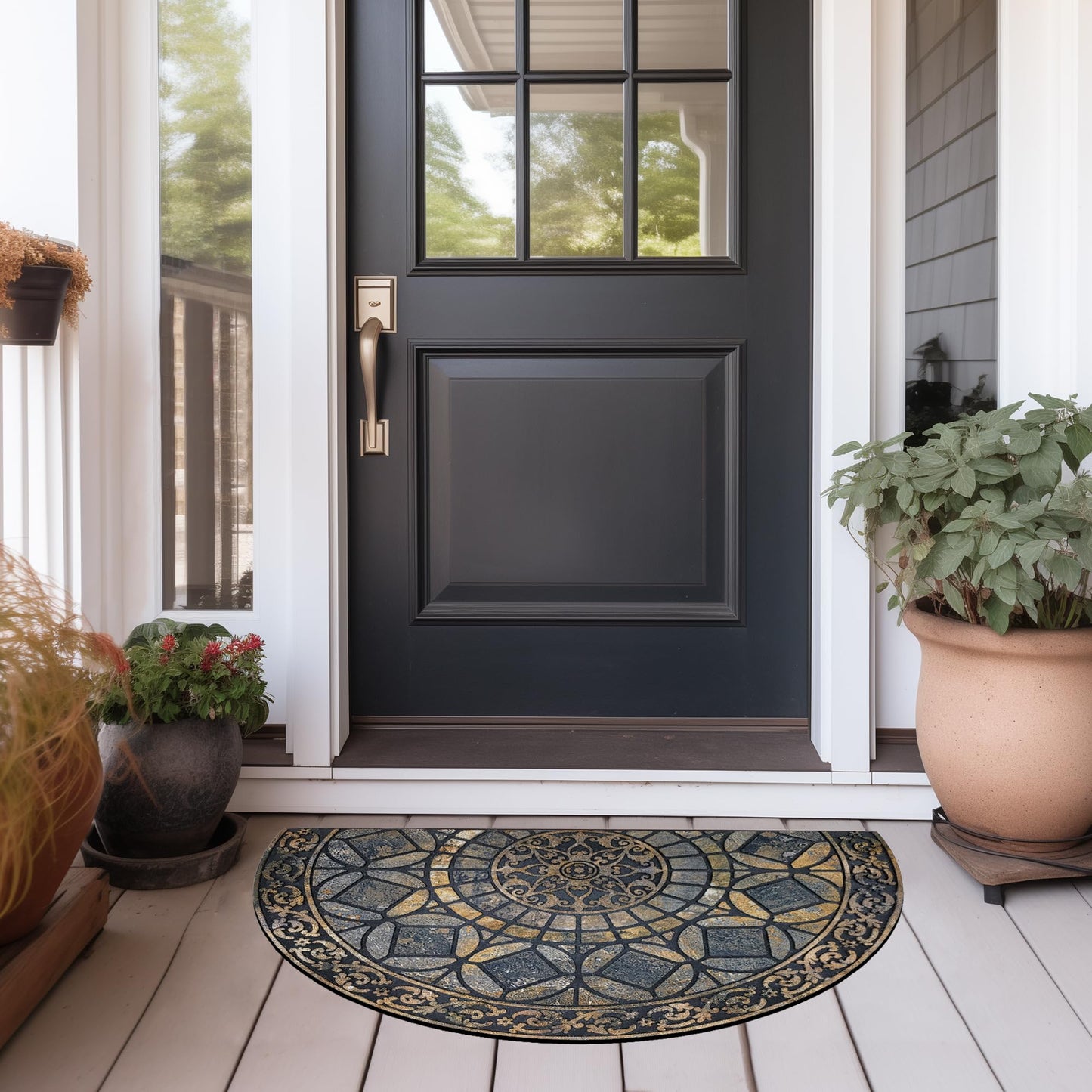 CHICHIC Entrance Door Mat Large 18 x 30 Inch Entry Way Doormat Front Door Rugs Outdoors Heavy Duty Welcome Mat Non Slip Rubber Back Low Profile for Garage, Patio, High Traffic Area, Grey