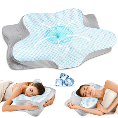 Cervical Pillow for Neck Pain Relief - Ergonomic Pillow for Sleeping Side Sleeper Pillow for Adults, Contour Neck Pillow Cooling Memory Foam Pillows, Orthopedic Bed Pillow for Back Stomach Sleepers