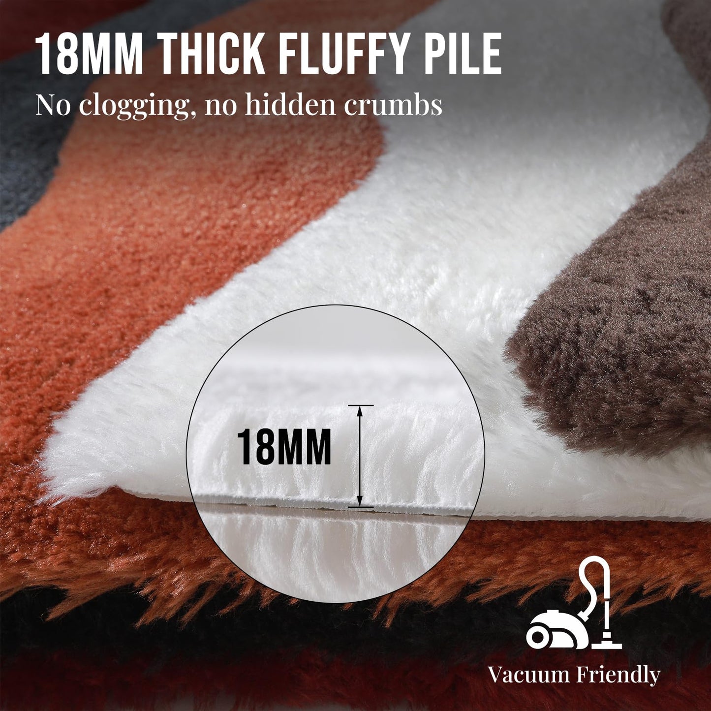 PEIDER-X For Bedroom Dorm Nursery – 2x3 Faux Sheepskin Rug, Fluffy Soft Shaggy Area Rug, 18mm Thick Fluffy Pile 1100GSM Microfiber, Washable Non-Slip TPE Backing, Small Furry Carpet for Bedside, Brown
