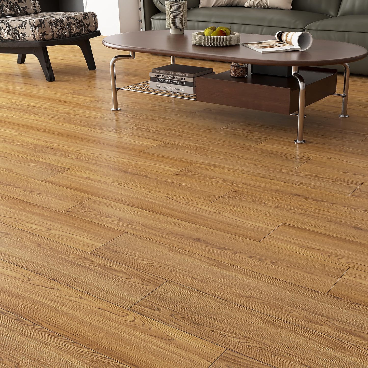 Yenhome 6"X36" Peel and Stick Vinyl Flooring Waterproof Peel and Stick Floor Tile Bathroom Kitchen Flooring Temporary Self Adhesive Floor Tiles for Renter Wood Scratch Resistant 35Plank 52.5Sq.Ft