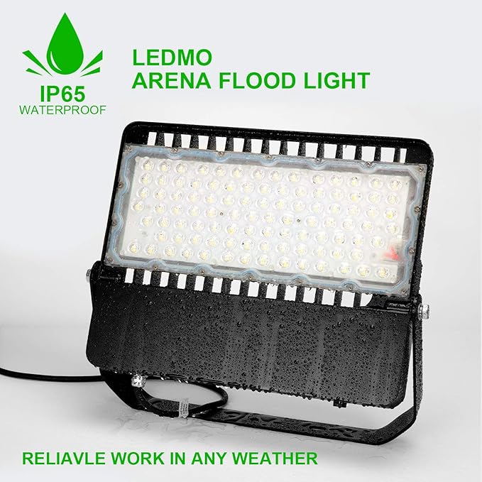 ledmo Super Bright LED Flood Light Outdoor Fixture with Dusk to Dawn Photocell - Commercial Grade Waterproof Floodlights for Large Stadiums, 5000K, 36000 Lumen (3 Pack)