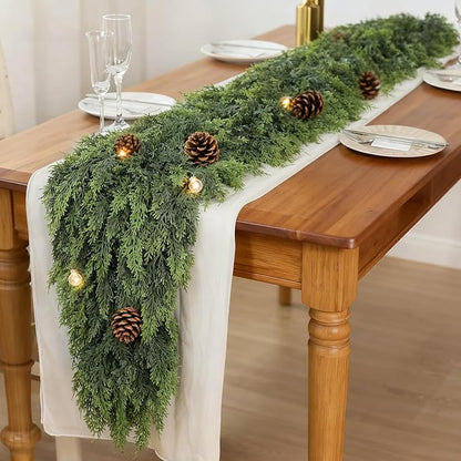 5FT Real Touch Cedar Garland for Fireplace - Artificial Christmas Garlands Realistic Faux Greenery Fake Pine Needles Garland for Holiday,Table, Window,Mantel,Stairs, Home,Indoor Outdoor Decor (2PCS)