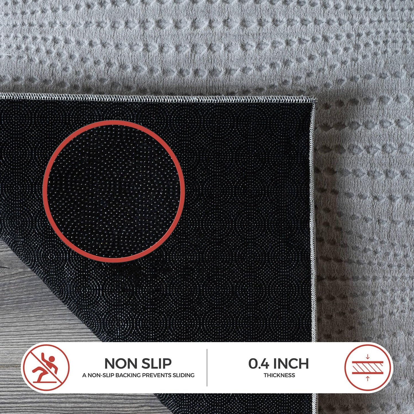 Luul Home Modern Gray Non Slip Rug Solid 8x10 Non Skid Soft Rubber Back Area Rugs for Living Room Kitchen Bedroom Bathroom Dining Room Easy Cleaning Stain Resistant Non Shedding Carpet 8 x 10