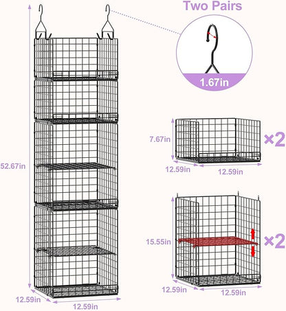 6 Tier Hanging Closet Organizers and Storage Stackable Hanging Closet Shelves