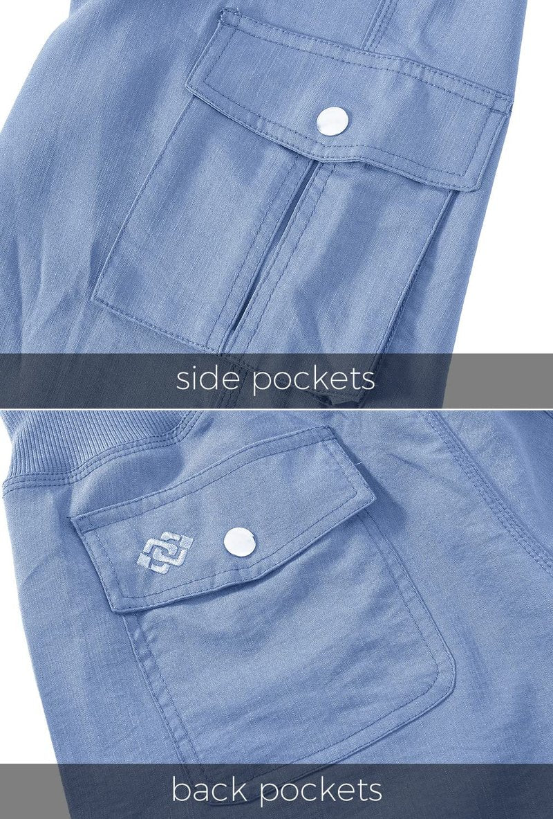 MoFiz Women's Hiking Cargo Shorts Quick Dry Lightweight Athletic Capri Pants for Camping Jogger with Pockets Blue 1 3XL