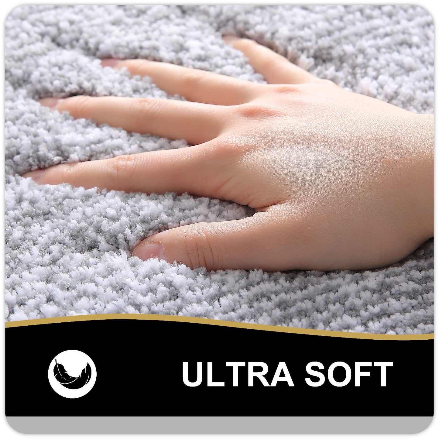OLANLY Toilet Rugs U-Shaped 24x20, Extra Soft and Absorbent Microfiber Bathroom Rugs, Non-Slip, Machine Wash Dry, Plush Shaggy Contour Bath Mats for Toilet Base, Grey