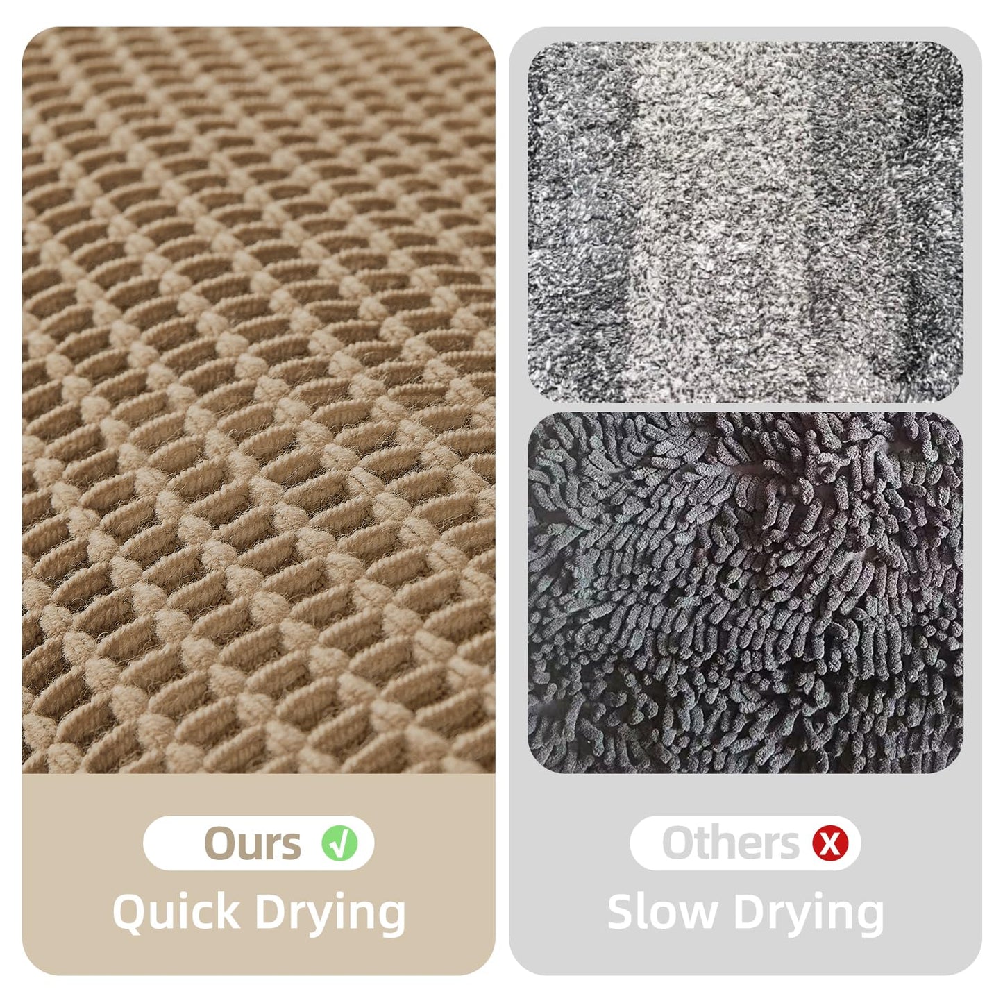 TYUU Waffle Runner Rug Bathroom, Long Boho Bathroom Rugs Non Slip Washable Super Absorbent Quick Dry Farmhouse Bath Decor, 60"x24" / 5'x2' Khaki
