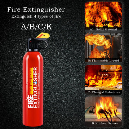 Fire Extinguisher for Home, 2 Pack Car Fire Extinguishers with Mount, 8 in 1 Portable Kitchen Fire Extinguishers for A, B, C, K Category, 620ml Mini Fire Extinguisher for Car Truck Boat