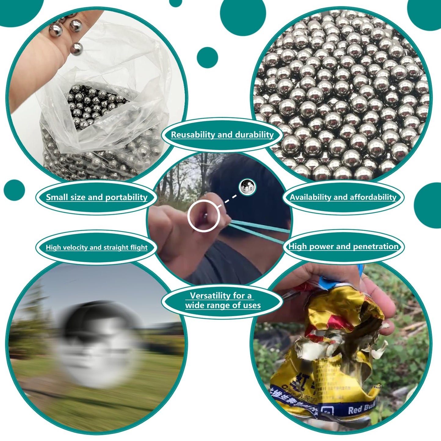 Z QINGZHENG 250Pcs 1/2inch Steel Ball Slingshot Ammo 12.7mm Precision Steel Bearing Balls