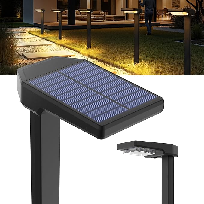 Solar Lights Outdoor, 2Pack Smart Pathway Lights with Color Changing &Sync, 9Modes (Warm/Cool White,RGB) for Driveway,Walkway,Garden,Yard,Fence,Patio,Lawn,Step Waterproof