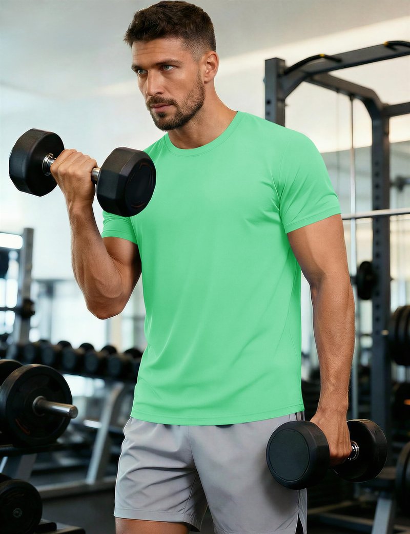 Short Sleeve Shirts for Men Dry Fit Moisture Wicking Tshirts Active Athletic Performance Shirts Workout Running T-Shirt Mint Green