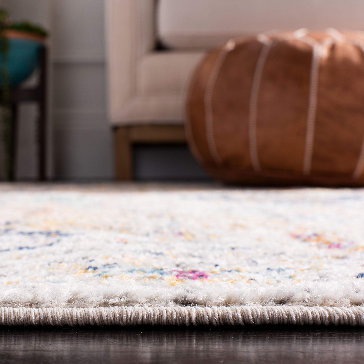 SAFAVIEH Madison Collection Runner Rug - 2'3" x 12', Cream & Multi, Boho Chic Distressed Design, Non-Shedding & Easy Care, Ideal for High Traffic Areas in Living Room, Bedroom (MAD611B)